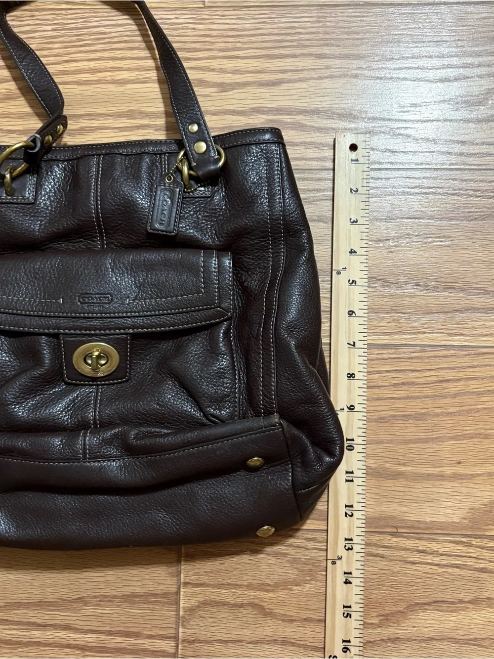 Coach Penelope Brown Pebbled Leather Shoulder Bag Purse